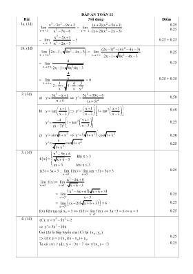 Đáp án đề thi học kì II Toán 11 - Trường THPT Nguyễn Trí Thanh